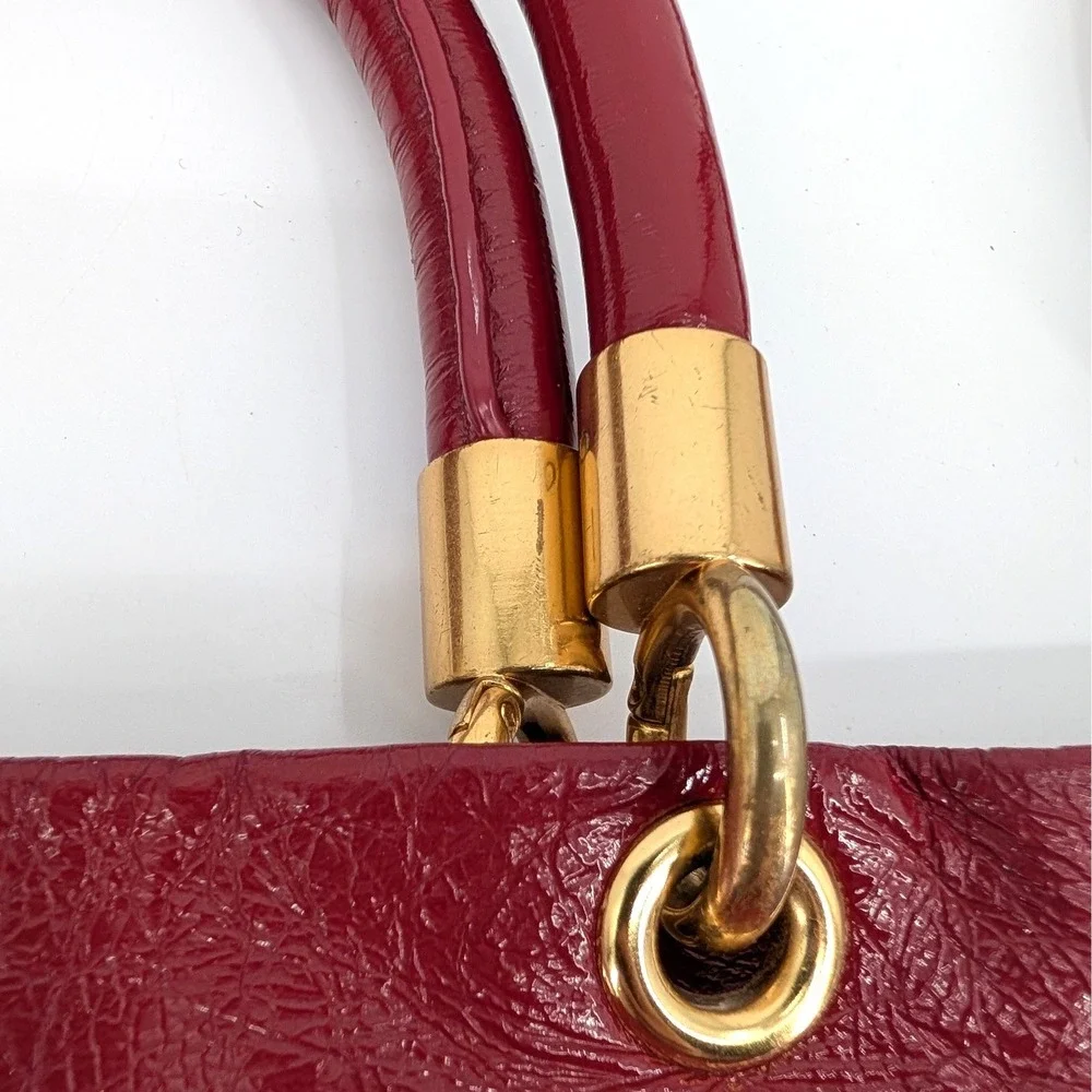 Marc‎ by Marc Jacobs Red Patent Leather Tote Crossbody Bag Gold Hardware